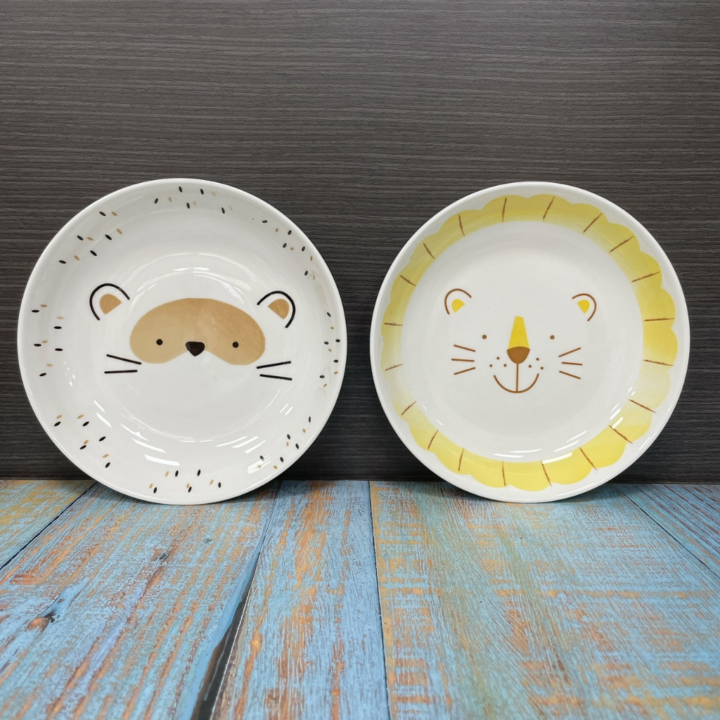 (Small Family)  可愛動物臉陶瓷盤(兩色)