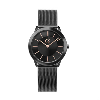 Calvin Klein美國原廠平輸 | CK Minimal極簡系列女錶-黑面玫瑰金 不鏽鋼米蘭腕錶K3M22421