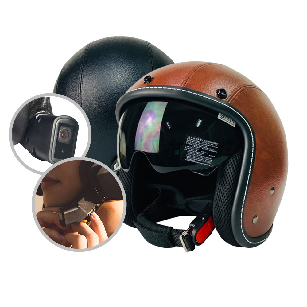 IminiDV X4 EVO 內建式 安全帽 行車記錄器 皮帽 皮革 3/4罩安全帽 內墨鏡 記錄器