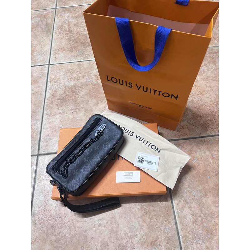 LOUIS VUITTON LOUIS VUITTON Pochette Volga clutch Business bag M55703  leather Noir Used men LV M55703