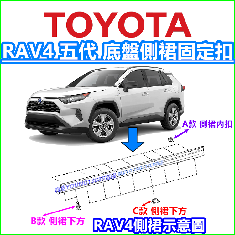 TOYOTA  RAV4 5代 底盤側裙 固定扣 塑膠扣 扣子 側裙戶定扣 鈕釦 釦子 卡扣 五代 側裙邊條扣