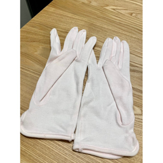 全新粉色棉質舒適薄款一對入手套/長度24公分