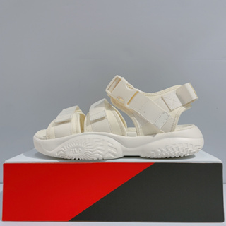 FILA TAPERED SANDALS 女生 奶油白 峮峮代言 魔鬼氈 舒適 涼鞋 4-S136X-920