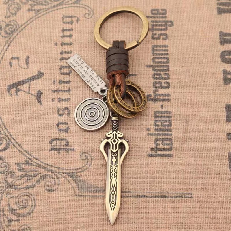 「薰詩奈」現貨 復古刀劍鑰匙圈｜合金個性掛件｜手工編織腰掛｜包包吊飾懷舊風｜創新敏捷思維鑰匙扣 男士潮流配件