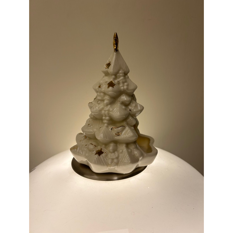 陶瓷白聖誕樹蠟燭台（二手）