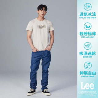 Lee 705 涼感中腰標準小直筒牛仔褲 男Cool Breeze 中藍洗水 LB317003891