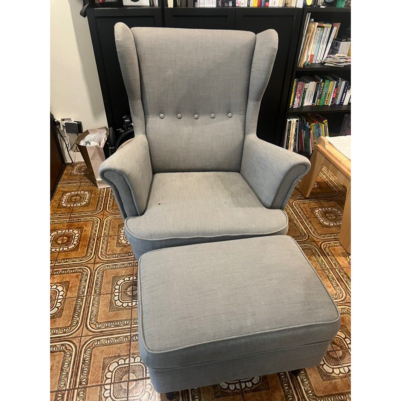 IKEA Strandmon 扶手椅含椅凳 深灰色 二手
