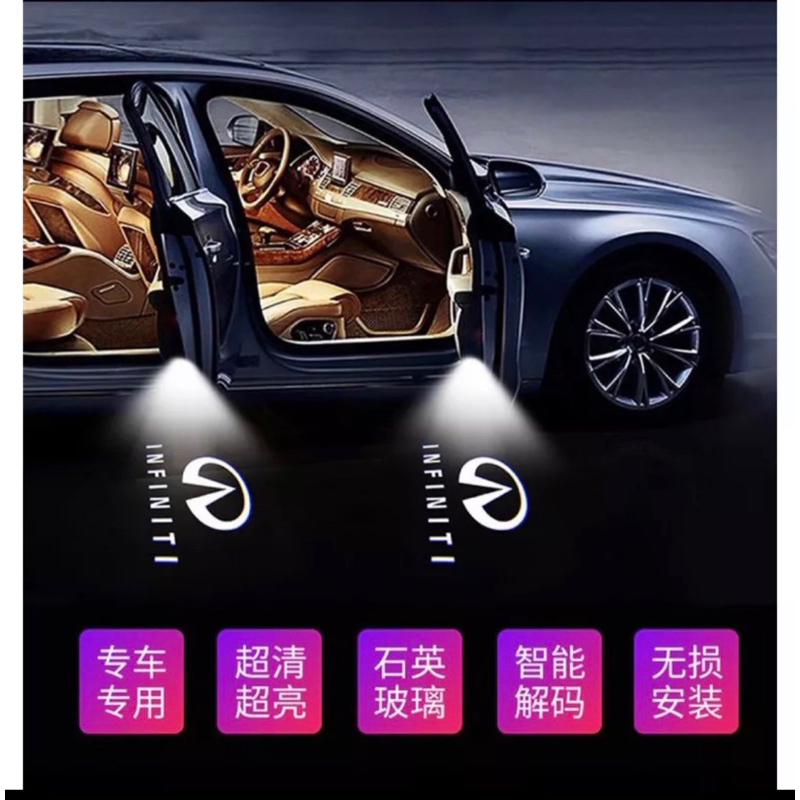 [全新]INFINITI Q50專用改車配件牛角後照鏡送你迎賓燈/手機架