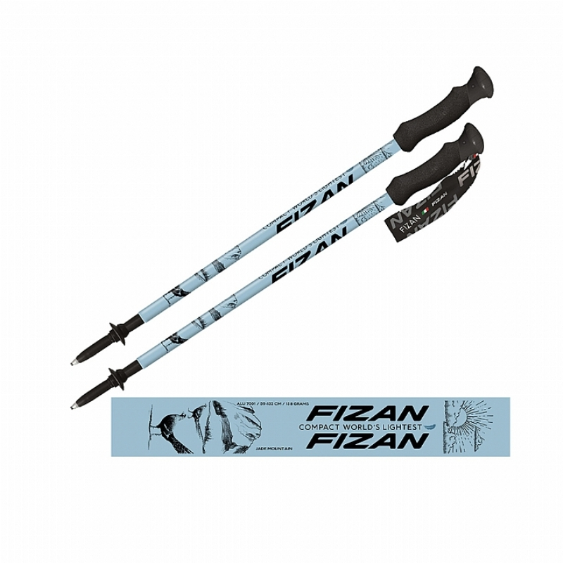 FIZAN 超輕三節式健行登山杖(2入) 玉山藍