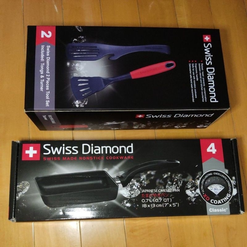 全新 全聯 swiss diamond 鑽石玉子燒鍋+鍋鏟料理夾