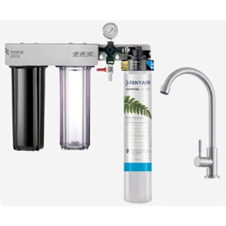 EVERPURE愛惠浦 PurVive-EF6000濕式碳織活性碳QL3-EF6000三管淨水器(配4分不銹鋼龍頭)