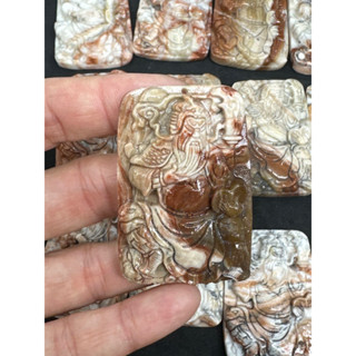 D8744 天然泰國龍宮舍利原礦 白龍宮珊瑚舍利 雕刻 關公 墜飾 墜子