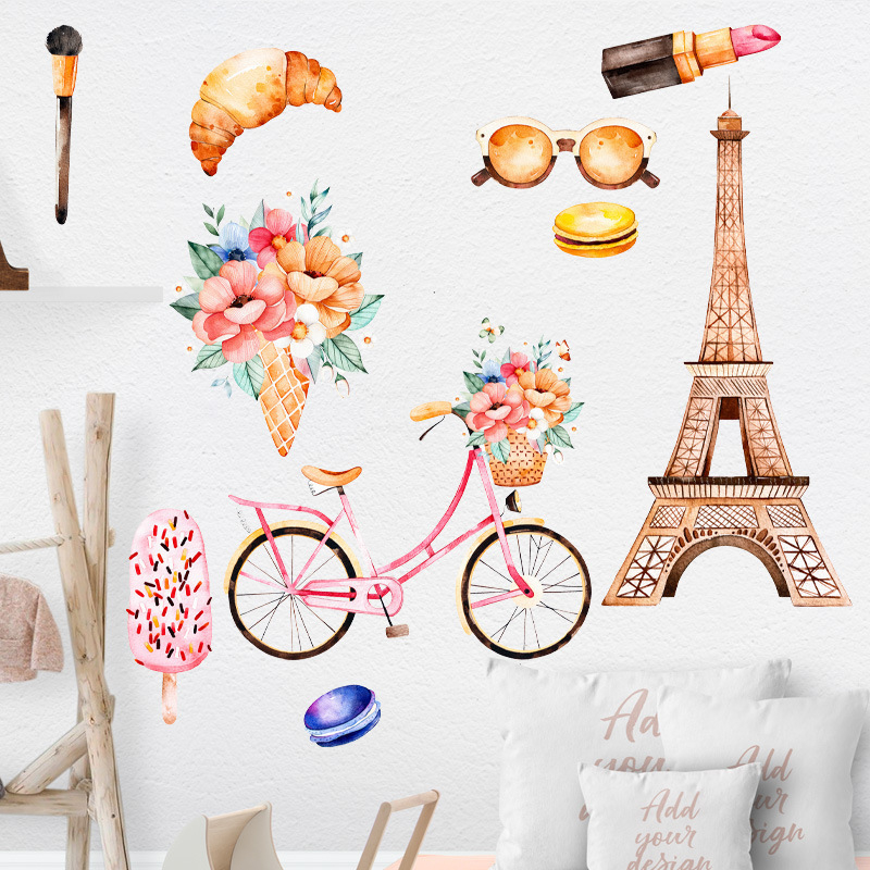 💖現貨中24H出貨💖👗巴黎鐵塔自行車 壁貼 壁紙 窗貼 牆貼 裝潢 玻璃貼 油漆 地磚 地板貼 芭蕾