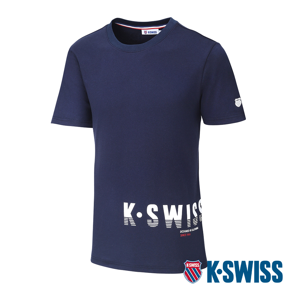 K-SWISS Logo Tee棉質吸排T恤-男-藍