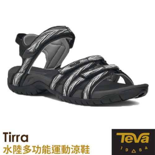 【美國 TEVA】女款 水陸多功能運動涼鞋 Tirra.抗菌溯溪鞋.海灘鞋.水陸兩用鞋_棕櫚黑/白_4266