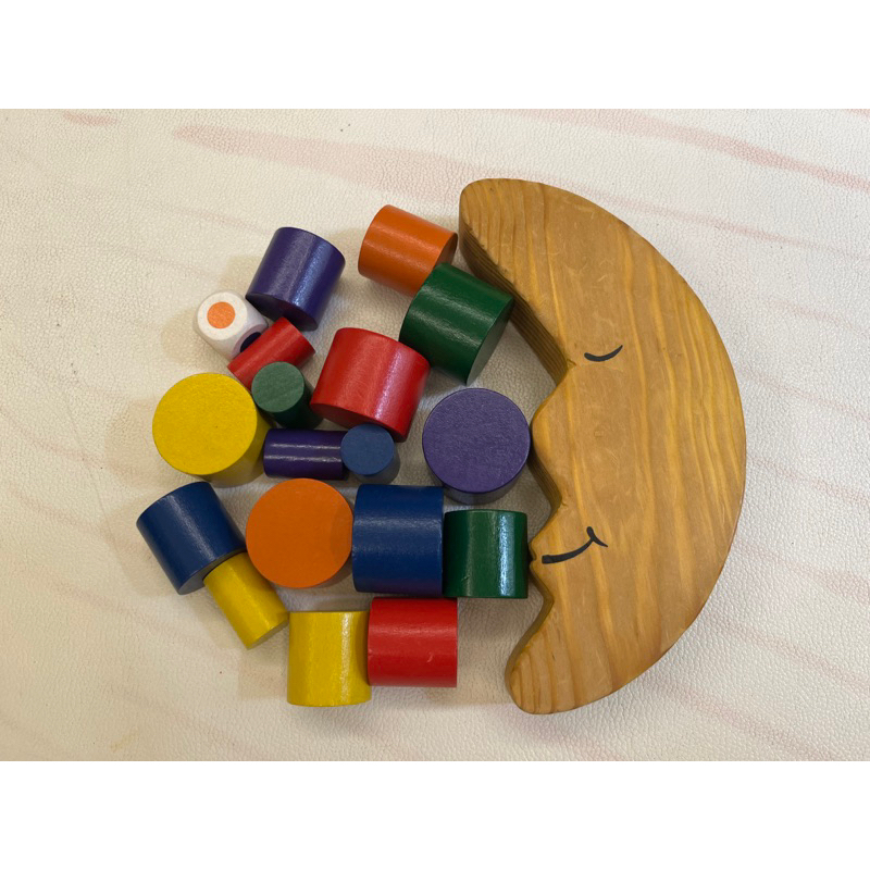 月亮平衡積木 木製疊疊樂 親子桌遊 益智玩具 二手玩具