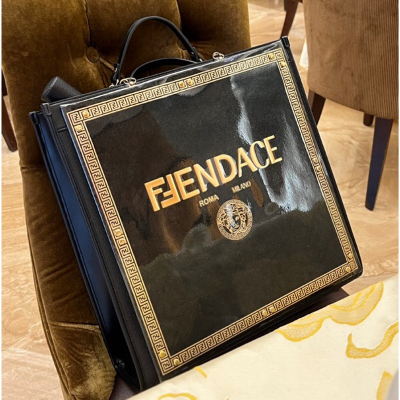 ［手工 Fendi  Versace Fendace 原廠紙袋 改造 紙袋 托特包 肩背 手提 托特袋