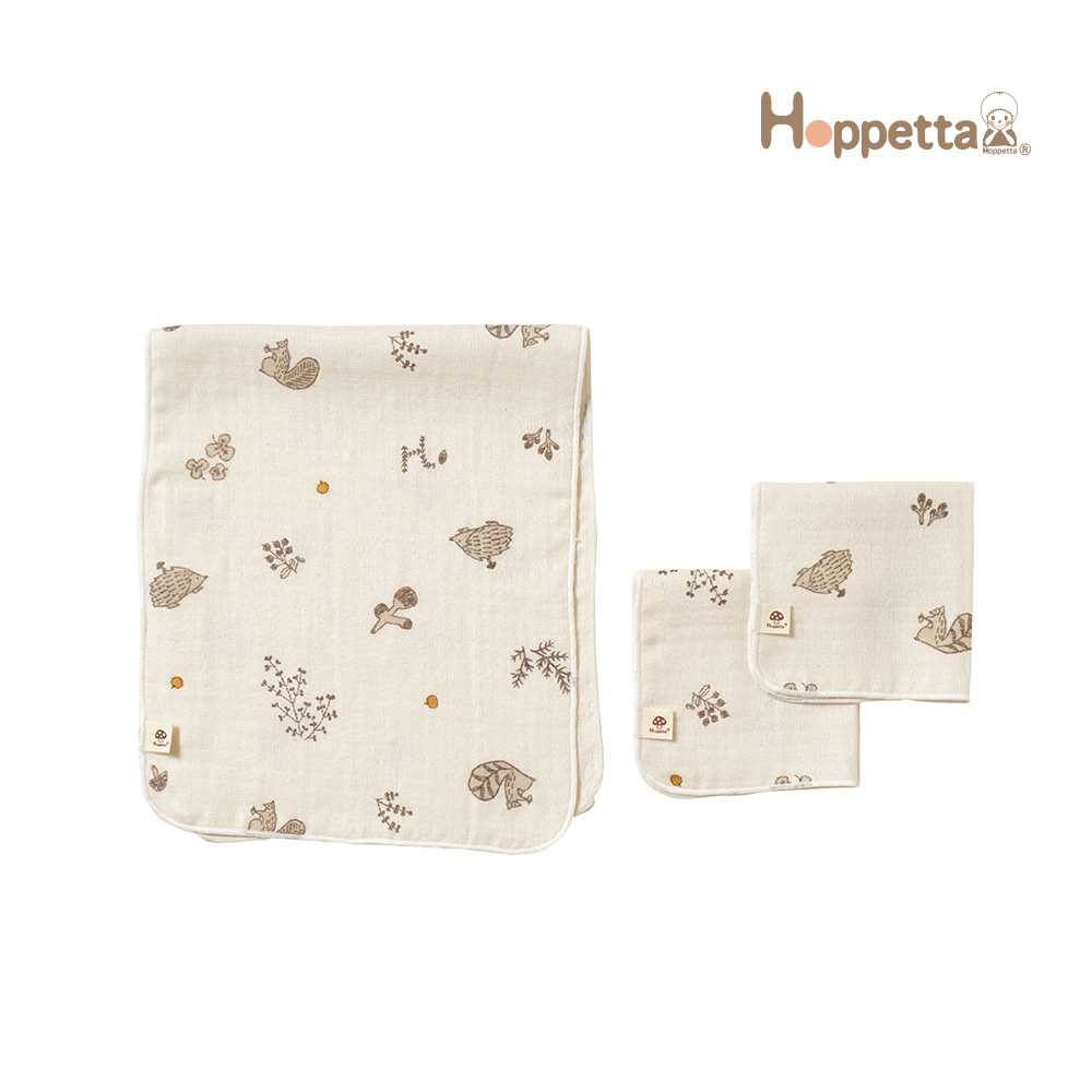【Hoppetta】日本製 三層紗布澡巾(2入) 漫步森林｜官方旗艦店