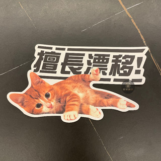 現貨💥貓咪白底 "擅長飄移" 汽車車貼 機車貼 行李箱貼紙 機箱貼紙 PET環保貼紙