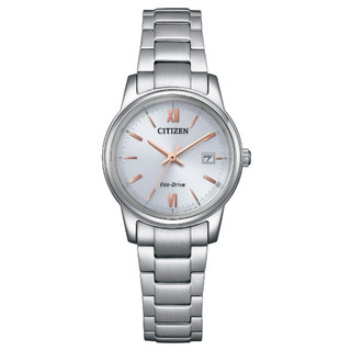 CITIZEN 星辰【EW2318-73A】PAIR 光動能經典大三針不鏽鋼對錶-女 / 27.5mm