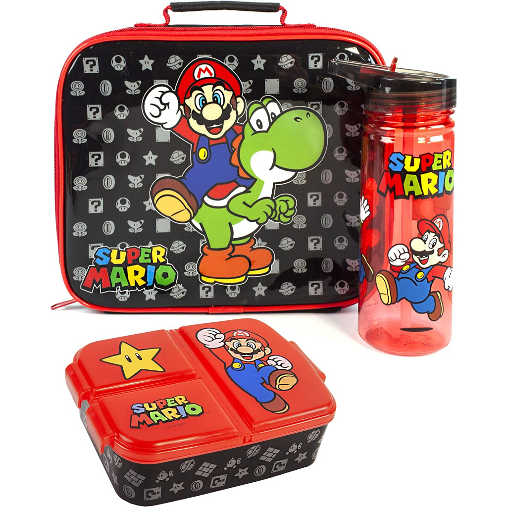 預購🚀空運🚀美國專櫃 超級瑪利歐 Super Mario 兒童 餐具  餐袋 便當袋 水壺 便當盒 餐盒 水壺