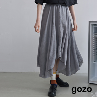 【gozo】不對稱裙擺鬆緊長裙(灰色/深藍_M/L) | 女裝 修身 百搭