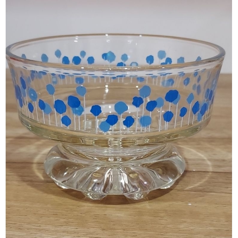 早期 老件 台玻 小花 冰淇淋杯 無使用過 冰淇淋碗 玻璃碗 碗 無盒