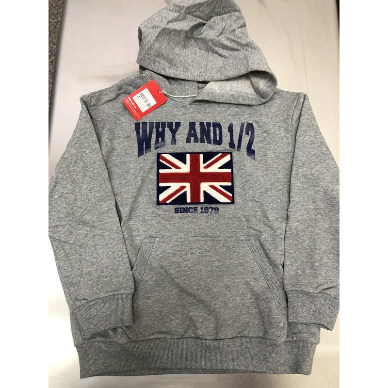 新品-WHY AND 1/2  (WHY&amp;1/2) 灰色帽T  9號