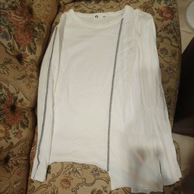 韓國 miiica 白色上衣 造型白色上衣 長袖白色上衣 二手
