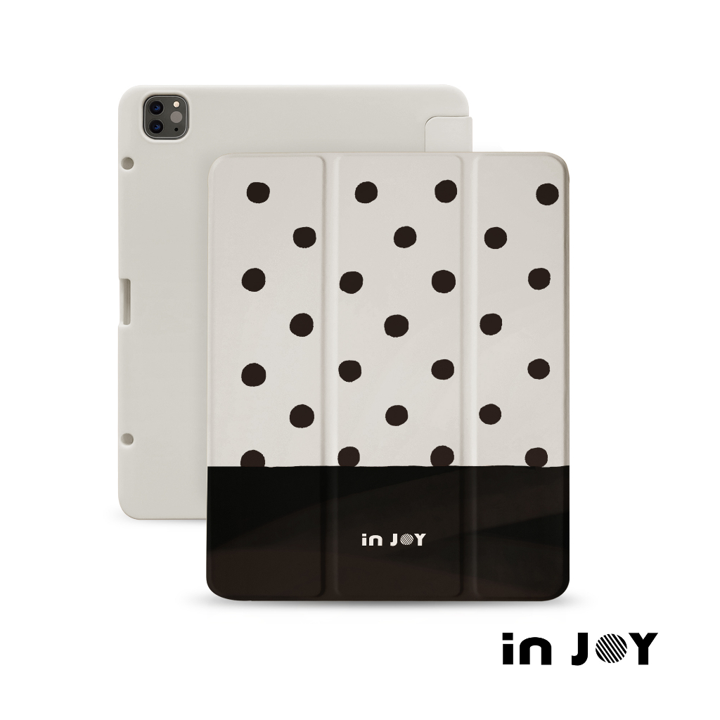 INJOY｜iPad case 12.9/Air4/iPad 8/mini 5 法式點點 附筆槽平板保護套