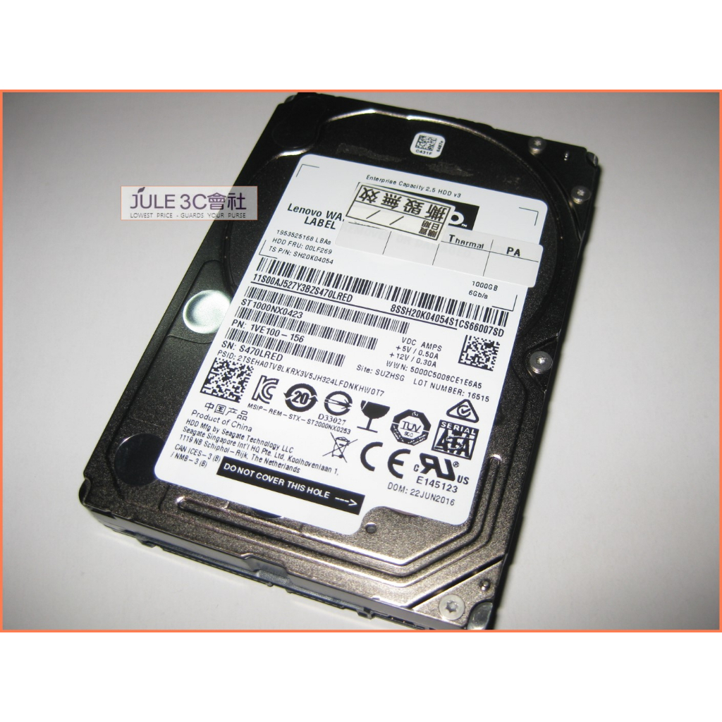 JULE 3C會社-希捷Seagate ST1000NX0423 1TB/1T/15mm/7200轉/庫存/2.5 硬碟