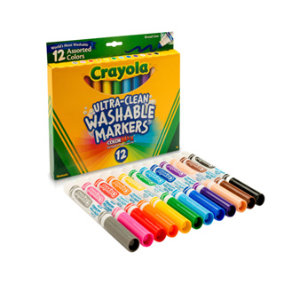 【美國繪兒樂Crayola】可水洗粗頭彩色筆12色｜專為兒童設計 水洗特性 無損筆頭