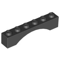 LEGO 樂高 3455 黑色 Black Brick, Arch 1 x 6 拱形磚 零件 BK09