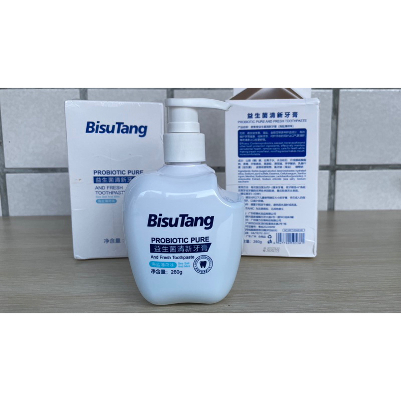BisuTang 益生菌清新牙膏 海鹽薄荷 清新口腔 按壓式牙膏260g