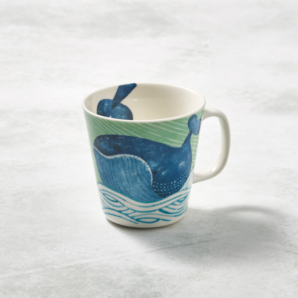 日本澤藍美濃燒 - 海之島系列馬克杯 - 悠悠藍鯨 - 285ml - (微瑕現貨)