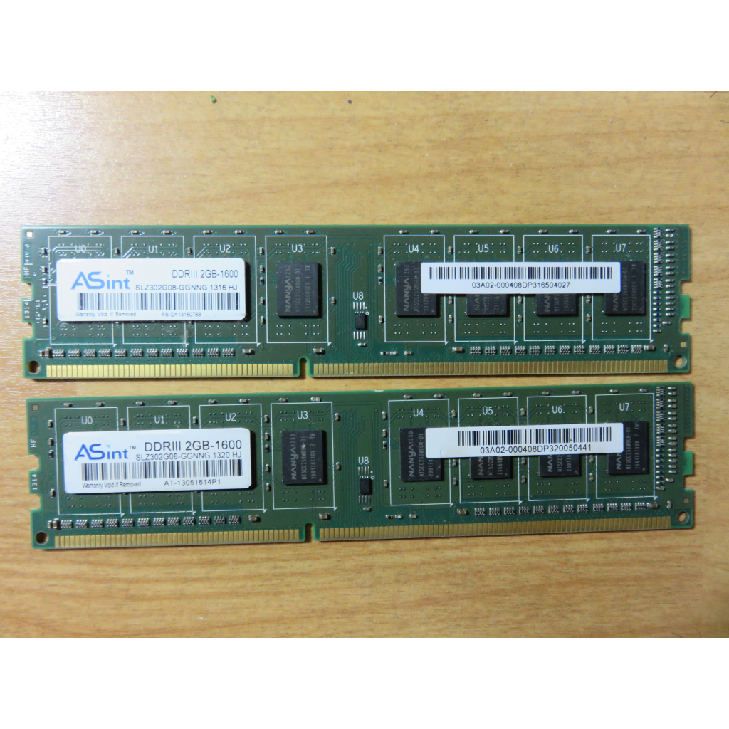 D.桌上型電腦記憶體-ASint 昱聯科技 DDR3-1600 雙通道 2GB*2共 4GB 不分售 直購價70