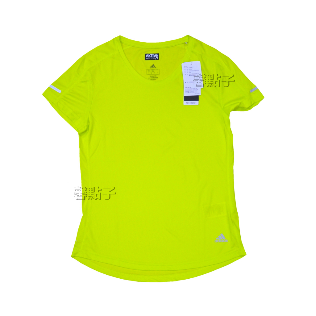 ღ馨點子ღ 福利品 ADIDAS 女短袖運動排汗衣 運動衣 落肩上衣 反光技術材質 #130684
