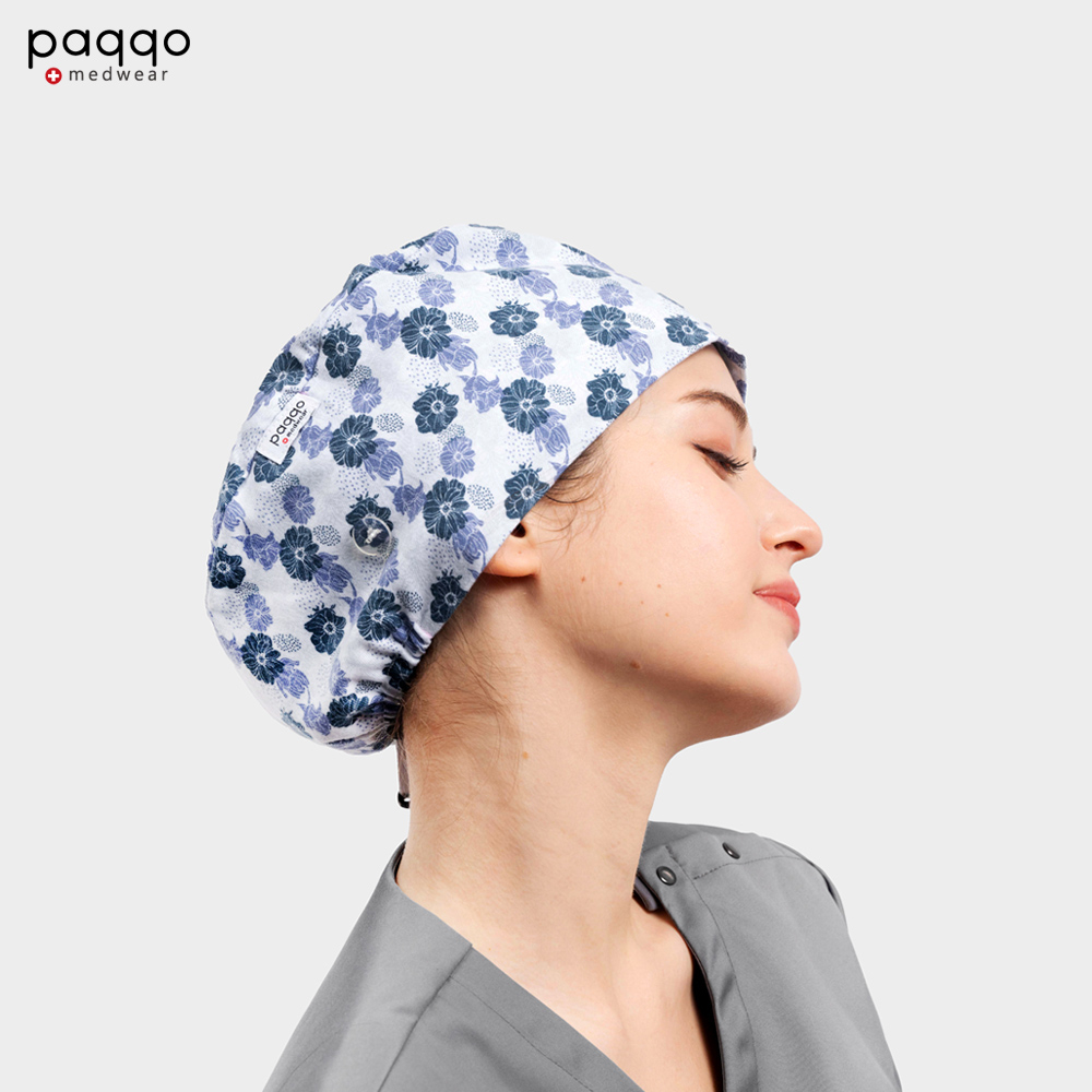 paqqo 鬆緊印花刷手帽(東籬夜菊) 手術帽 護士帽 醫療帽 牙醫診所