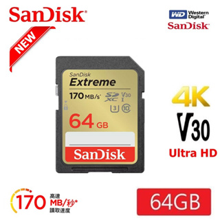 【SanDisk 晟碟】Extreme SDHC/SDXC UHS-1 U3 V30 32GB-256GB 記憶卡