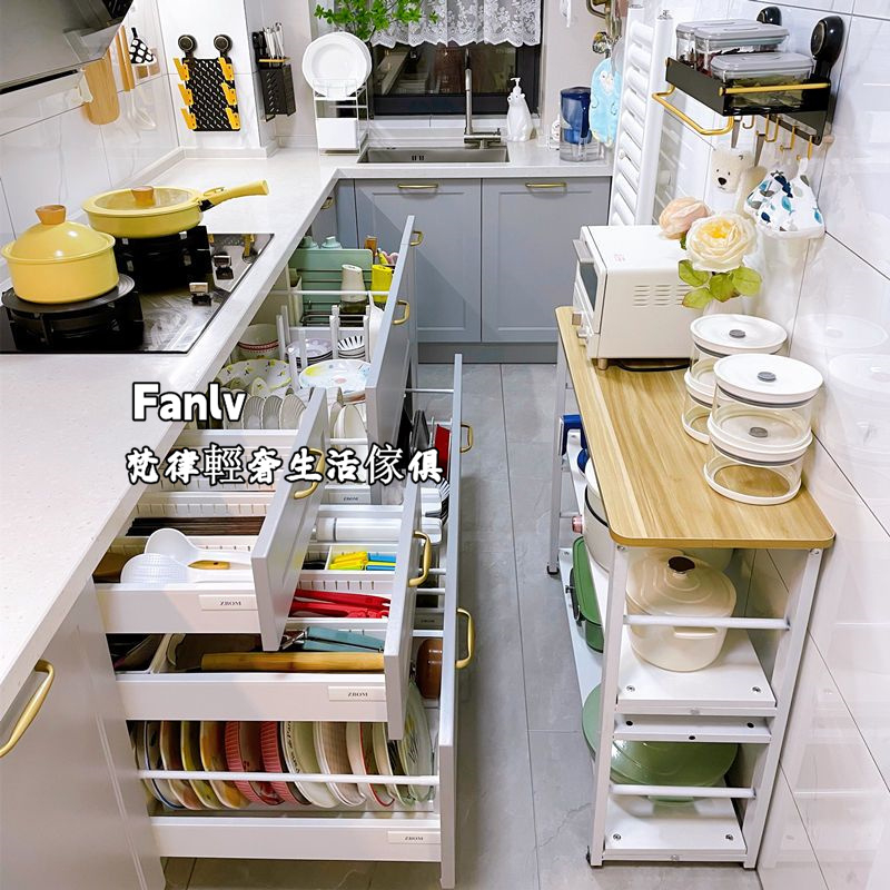 廚房桌子 電器櫃 置物架 層架 切菜桌 中島櫃 帶輪子 餐廚櫃 邊櫃 多功能簡約可移動