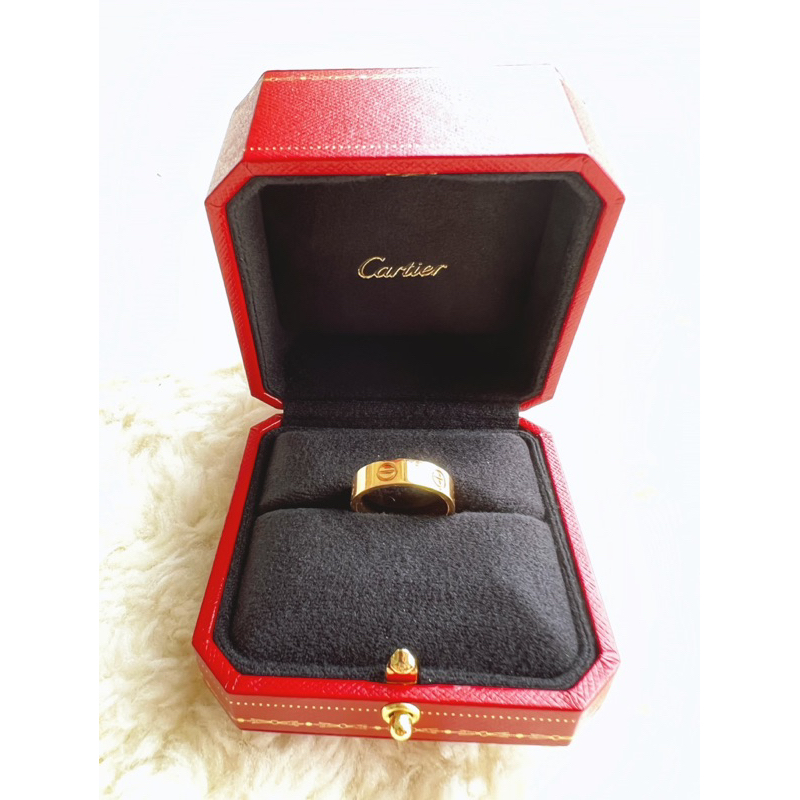 ［5.6折］Cartier love卡地亞 玫瑰金 寬版戒指 57號