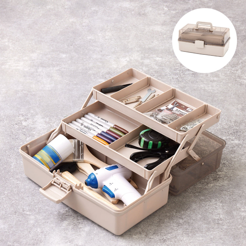 3COINS 透明儲物箱 透明藥箱 透明收納箱 透明三層工具箱