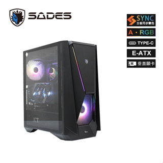 SADES賽德斯 Shiva 濕婆神 TYPE-C 全透側A‧RGB 水冷電腦機箱 (黑色)