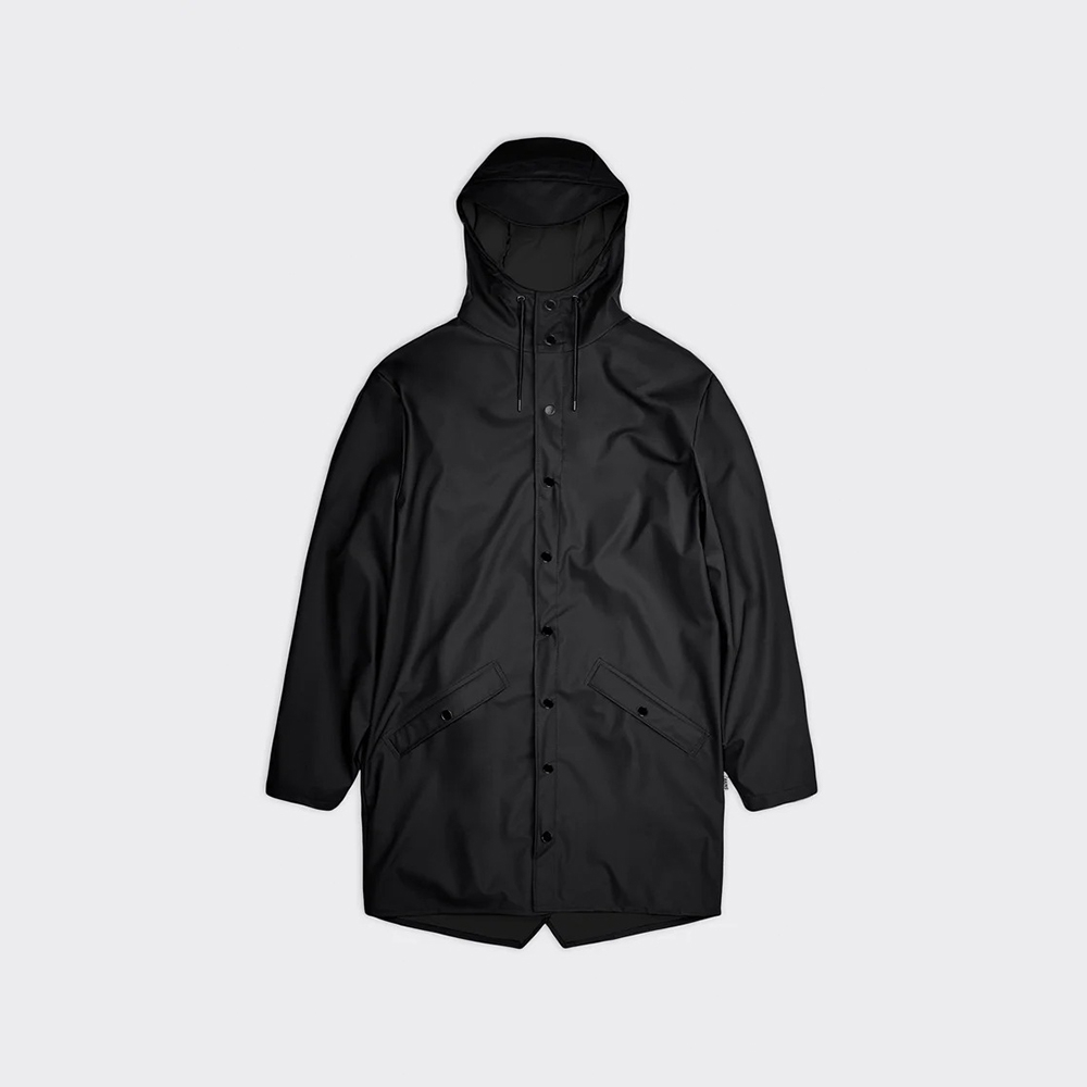 RAINS Long Jacket W3_01 Black經典基本款加長版防水外套/ 黑　eslite誠品