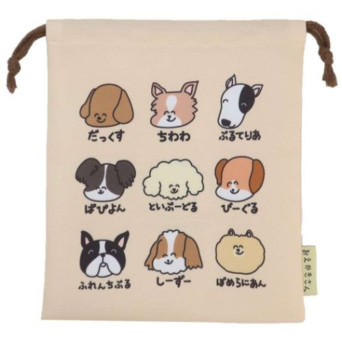 🐶Luli House 👫🏻/日本OKUTANI 狗狗插畫 束口袋 收納袋 萬用袋 小物袋 吉娃娃 貴賓 西施 法鬥