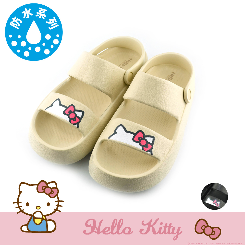 HELLO KITTY艾樂跑女鞋-時尚兩穿厚底輕量涼拖鞋-黑/米(923001)