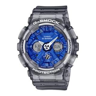 商城出貨🚚免運優惠✨ CASIO MINI GSHOCK 半透明灰時尚金屬藍色風格雙顯錶GMA-S120TB-8A