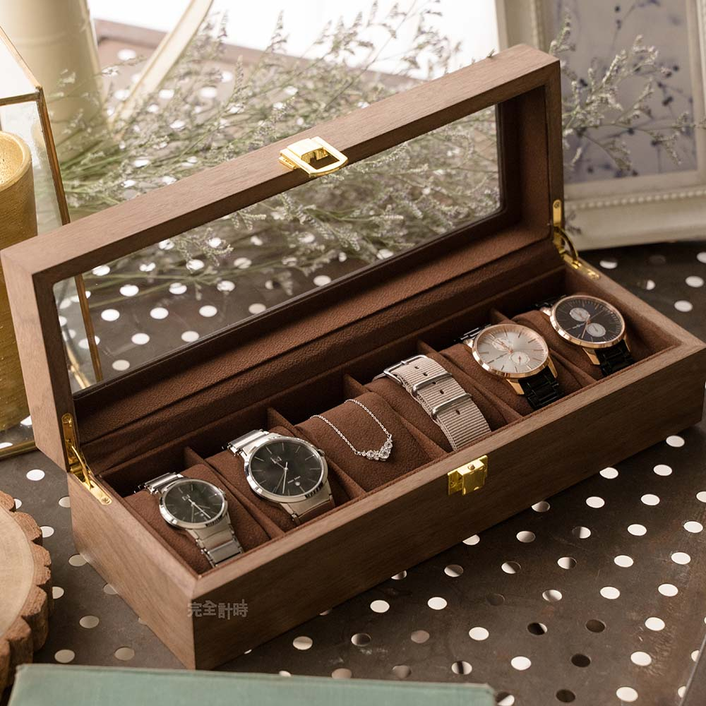 【台灣現貨】褐木紋手錶收藏盒(木盒11) 錶盒 手錶收納盒 6入