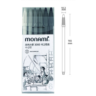 Monami PLUS PEN 3000素描彩繪筆 6 色組