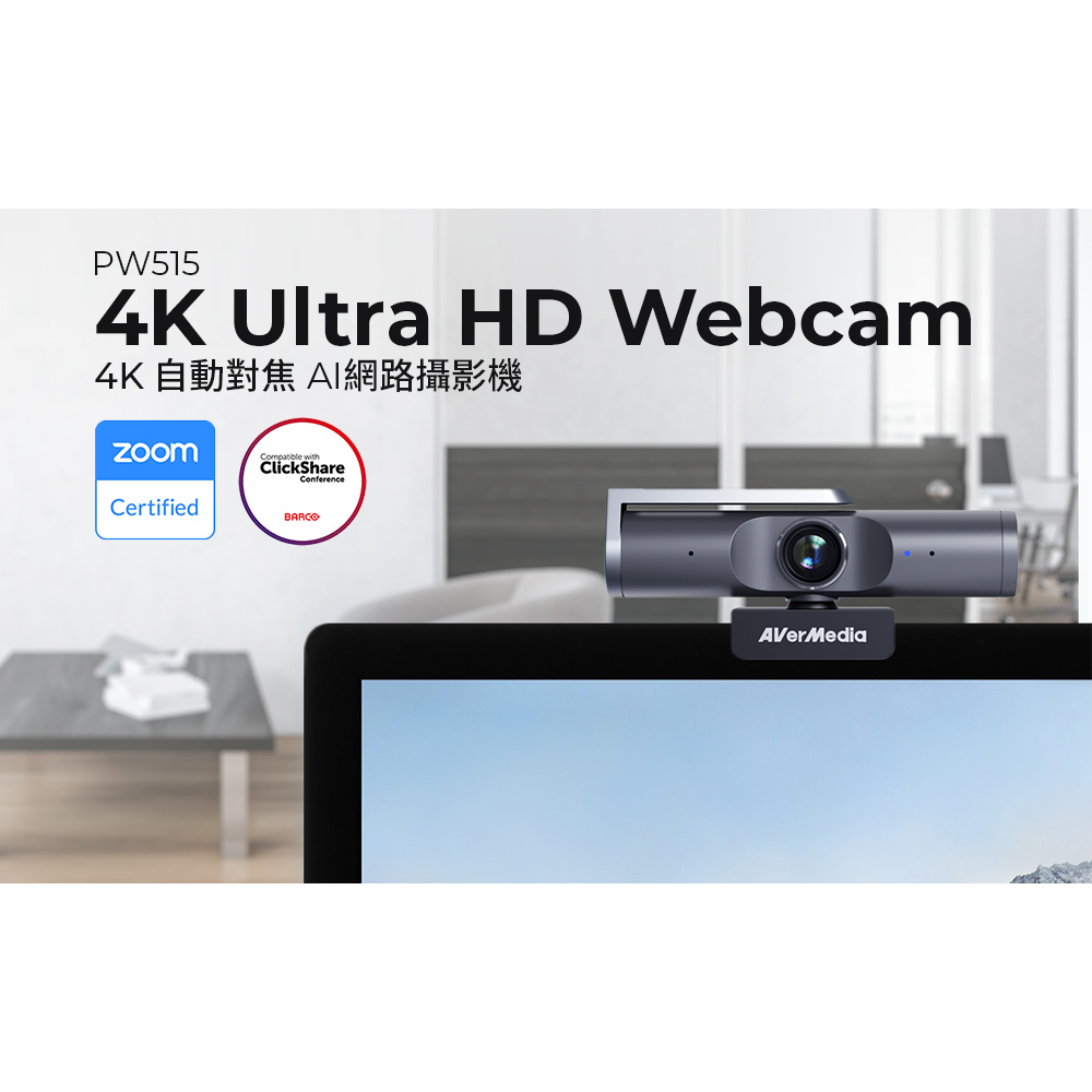 圓剛 PW515 4K UHD 自動對焦AI網路攝影機 超廣角100度 3D影像降噪 雙麥克風 遠距視訊直播 含稅開發票